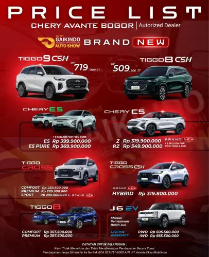 Pricelist Harga Chery leles 2025